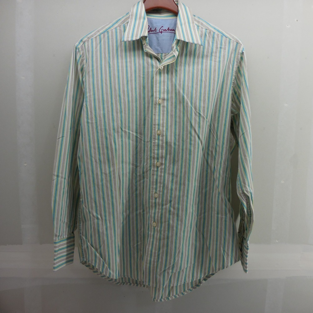 Robert Graham Mens Medium Striped Button Down Shirt Long Sleeve Multi-Color